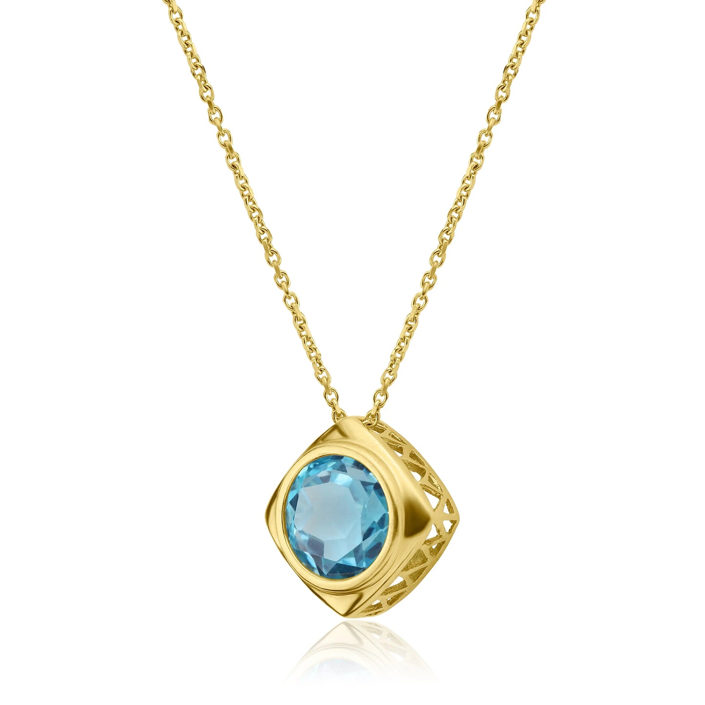 Yellow Gold Necklace 14k Yellow Gold Blue Topaz Necklace dansonjewelers Danson Jewelers