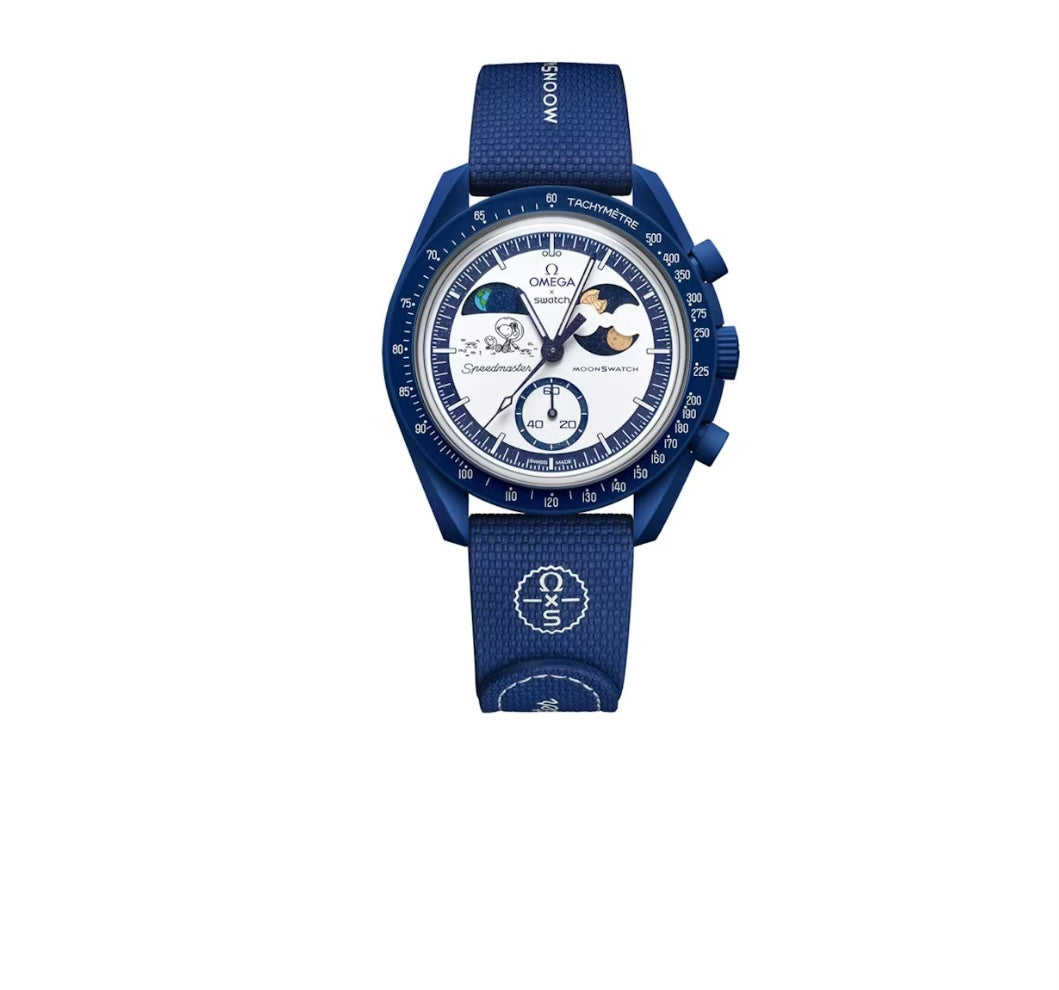 Swatch x Omega Bioceramic Moonswatch Mission To Earthphase Snoopy Gold Danson Jewelers Danson Jewelers