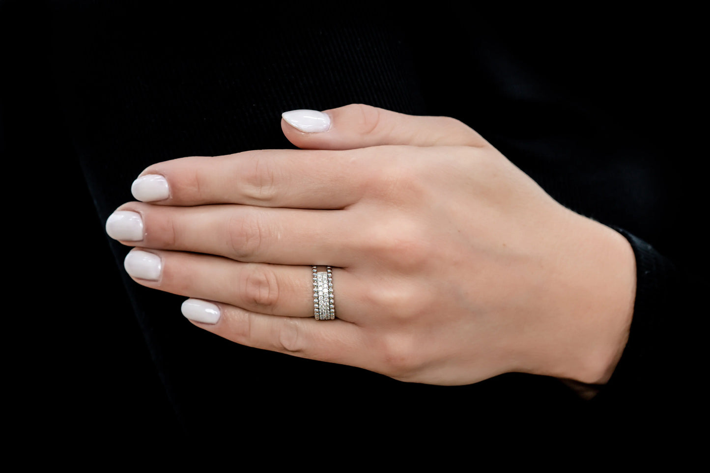 Beaded Double Row Diamond Ring dansonjewelers