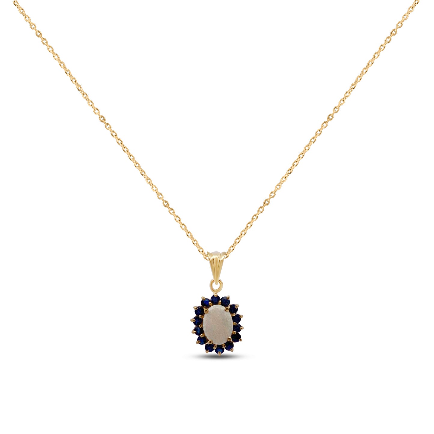 Yellow Gold Necklace Yellow Gold Sapphire And Opal Pendant dansonjewelers Danson Jewelers