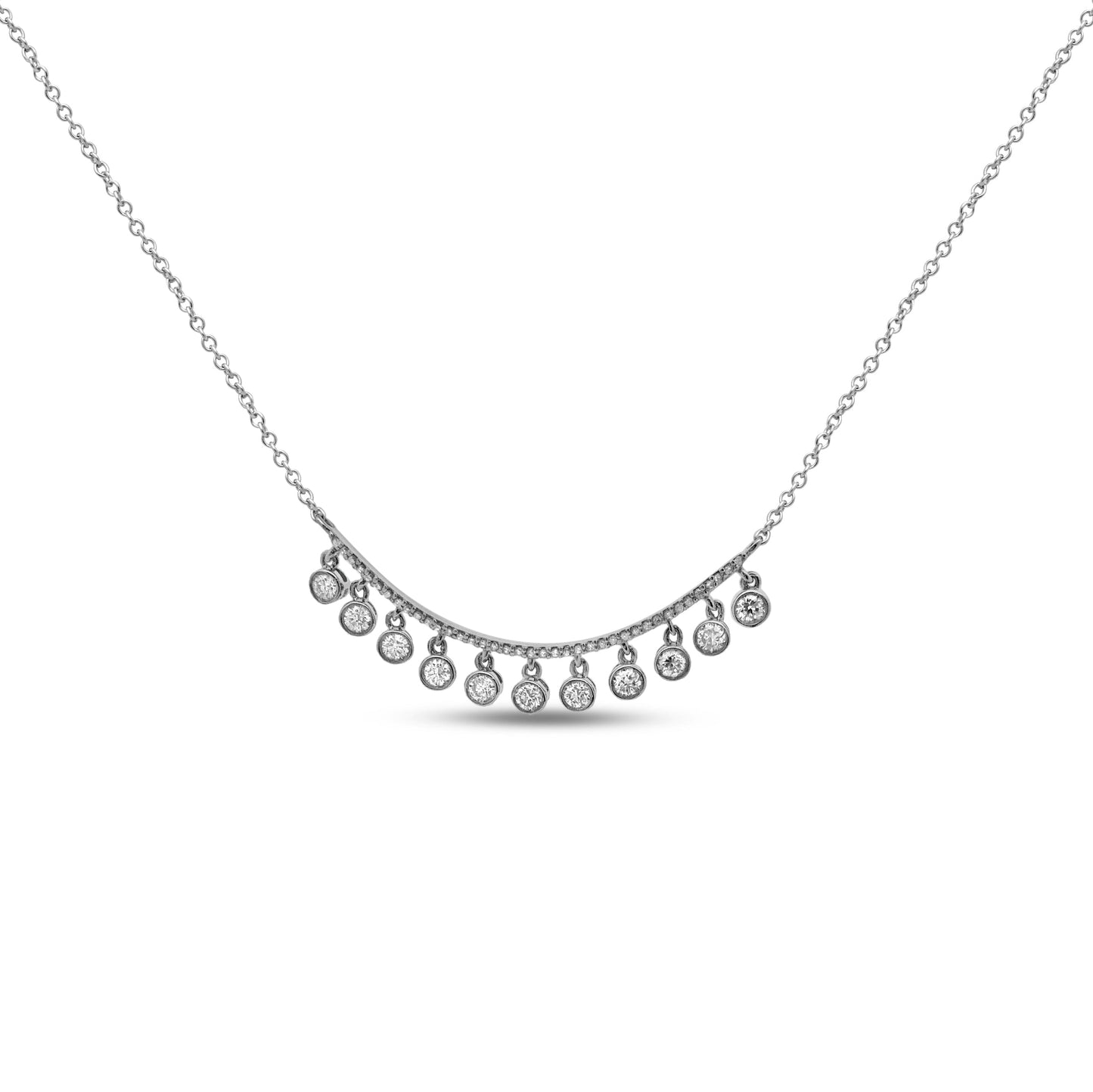 White Gold Necklaces White Gold U Shape Pendant With Hanging Diamonds dansonjewelers Danson Jewelers