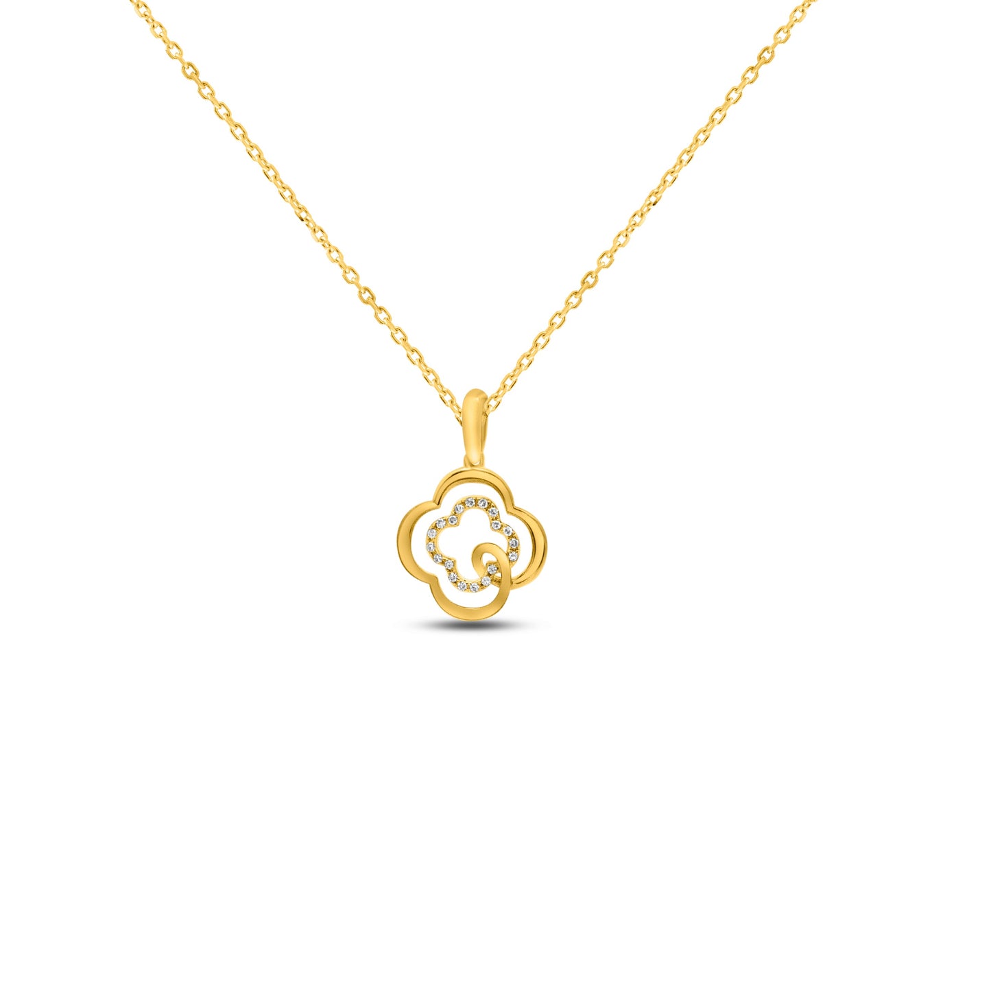 Yellow Gold Necklace Yellow Gold Double Open Clover dansonjewelers Danson Jewelers