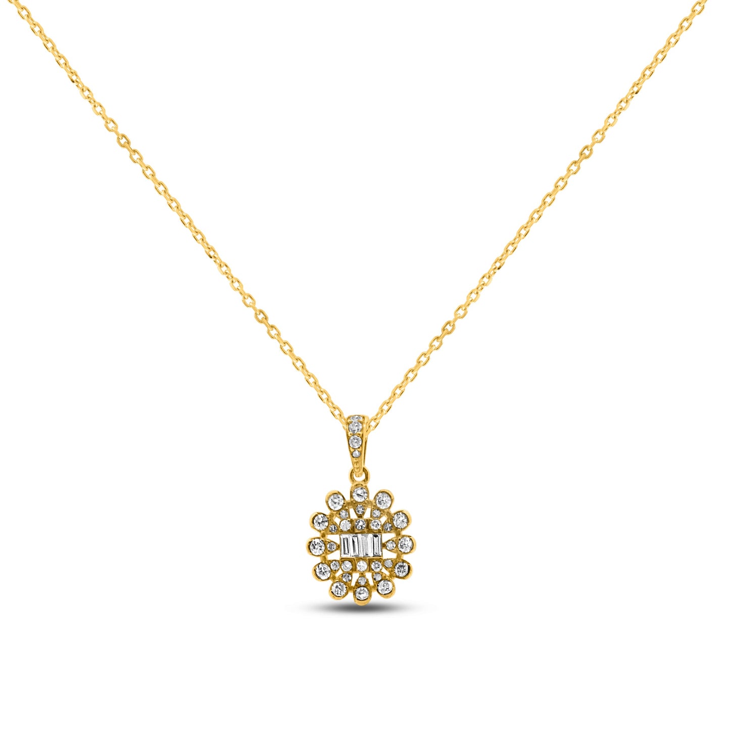 Yellow Gold Necklace Yellow Gold Floral Shape Diamond Necklace dansonjewelers Danson Jewelers