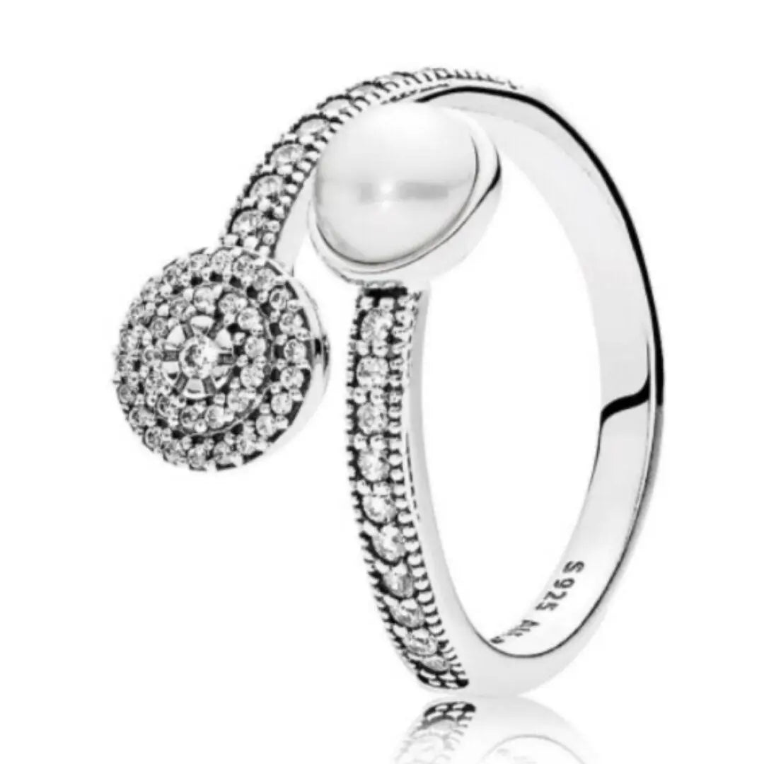 Silver Jewelry Pandora Luminous Glow White Crystal Pearl Ring dansonjewelers Danson Jewelers