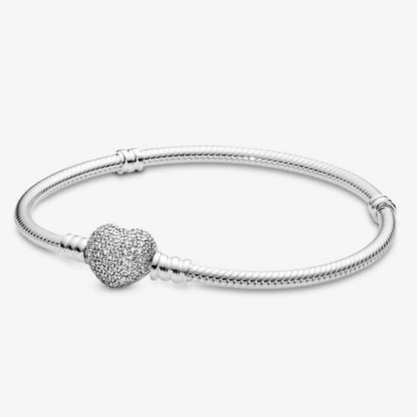 Pandora Pandora Moments Sparkling Heart Clasp Snake Chain Bracelet Danson Jewelers Danson Jewelers