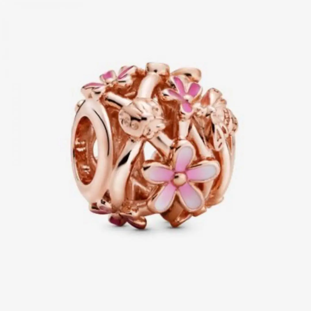 Pandora Openwork Pink Daisy Flower Charm - Danson Jewelers Silver Jewelry