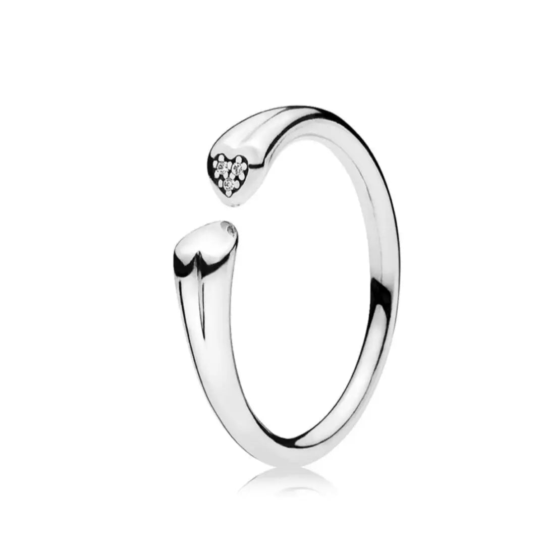 Pandora Polished and Sparkling Hearts Open Ring - Danson Jewelers Silver Jewelry