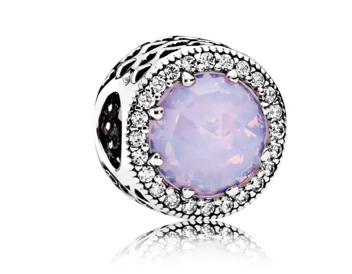 Pandora Radiant Hearts Opalescent Pink Crystal and Clear CZ Charm