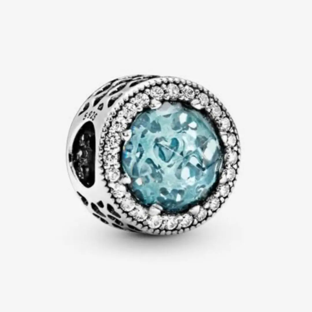 Pandora Radiant Hearts, Glacier Blue Crystals Charm - Danson Jewelers Silver Jewelry