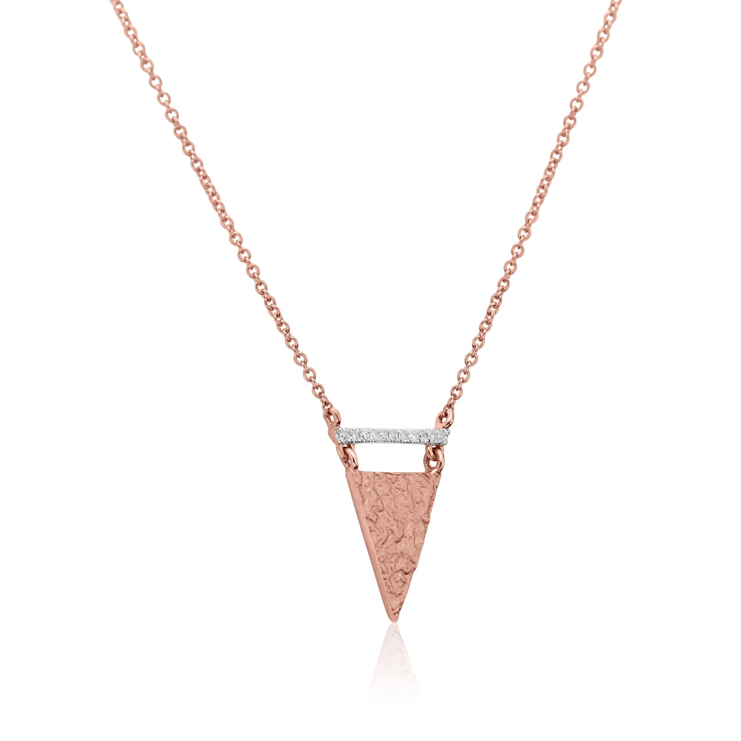 Rose Gold Necklaces Rose Gold Hammered Triangular Diamond Pendant dansonjewelers Danson Jewelers