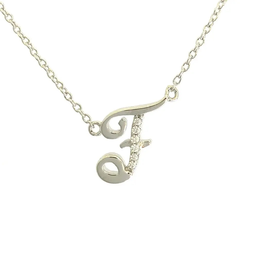 Silver CZ F Pendant dansonjewelers