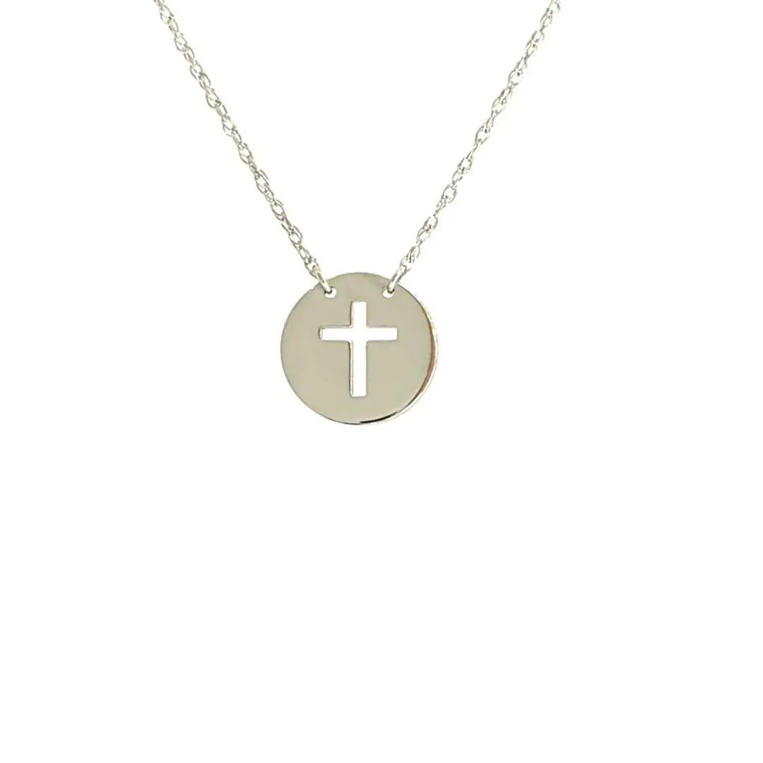 White Gold Cross Cutout Pendant - Danson Jewelers White Gold Necklaces