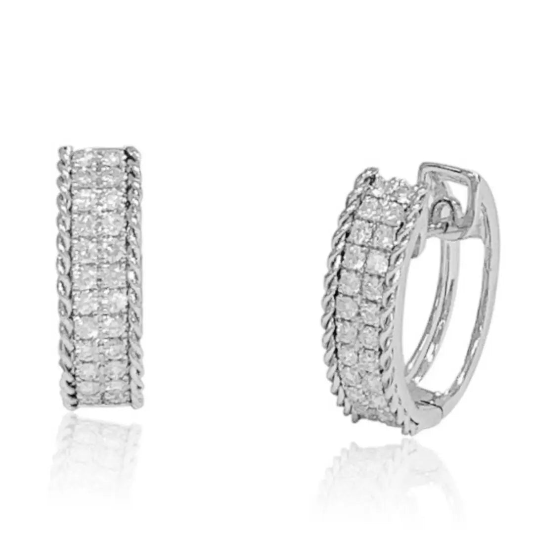 White Gold Earrings White Gold Diamond Huggie dansonjewelers Danson Jewelers