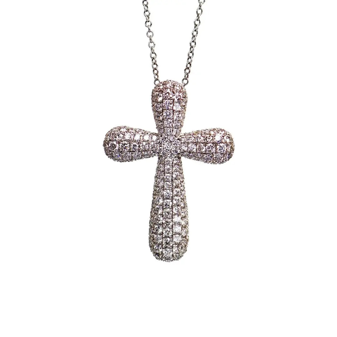 White Gold Diamond Pave Cross - Danson Jewelers White Gold Necklaces