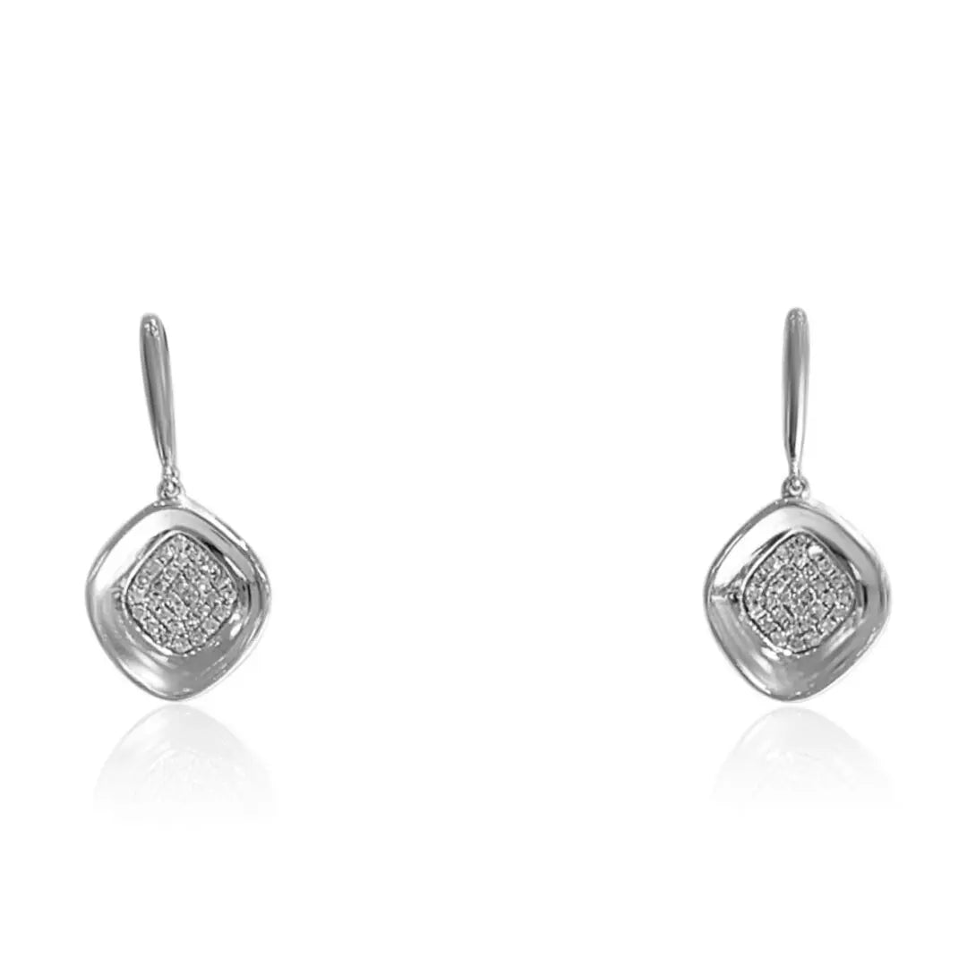 White Gold Pave Diamond Hanging Earrings - Danson Jewelers White Gold Earrings