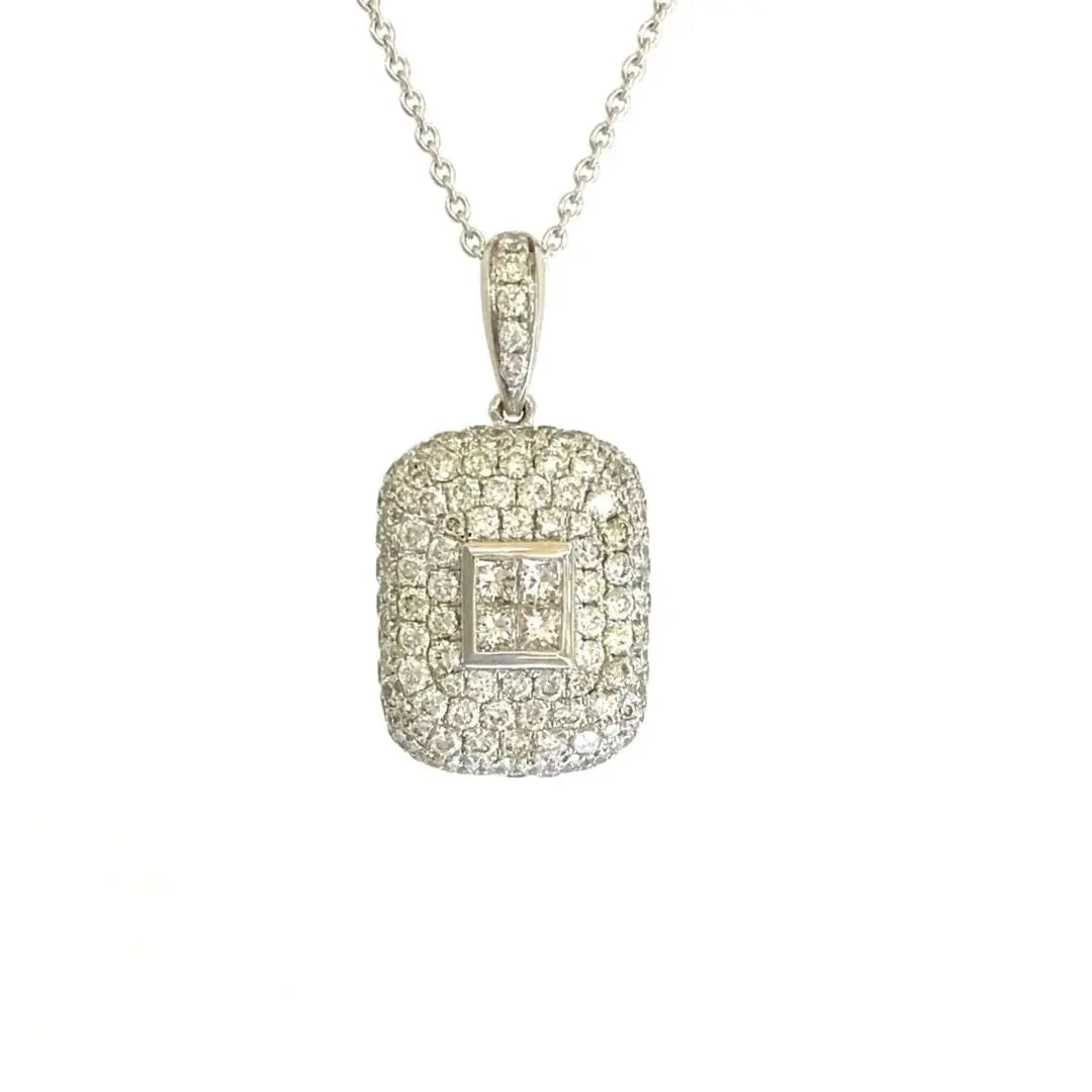 White Gold Rectangular Shaped Diamond Necklace - Danson Jewelers White Gold Necklaces