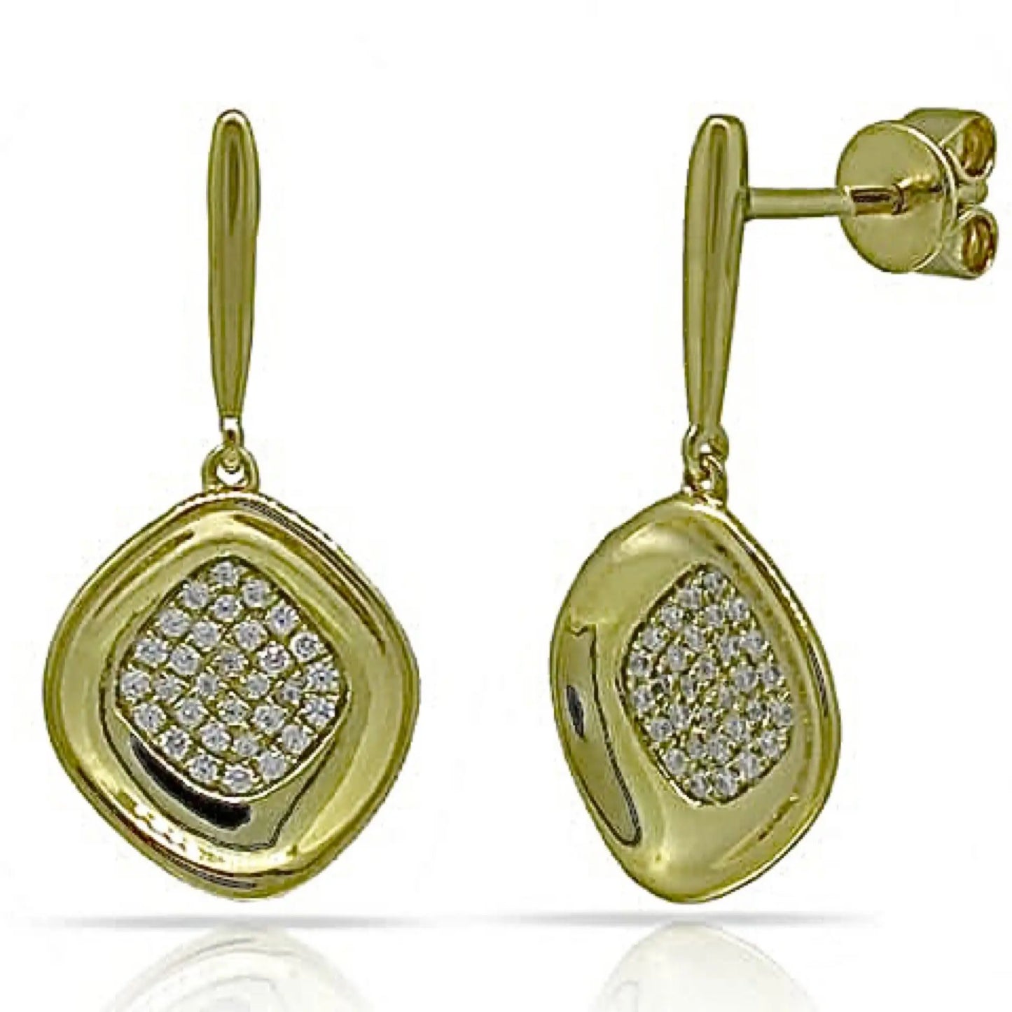 Yellow Gold Diamond Dangle Earrings dansonjewelers