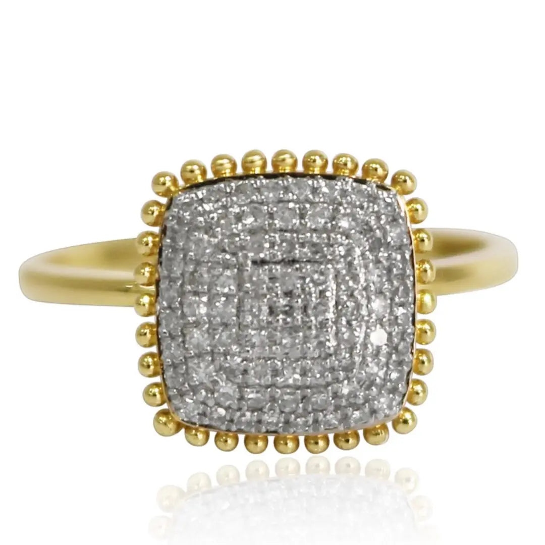 Yellow Gold Ladies Rings Yellow Gold Diamond Square Cluster dansonjewelers Danson Jewelers