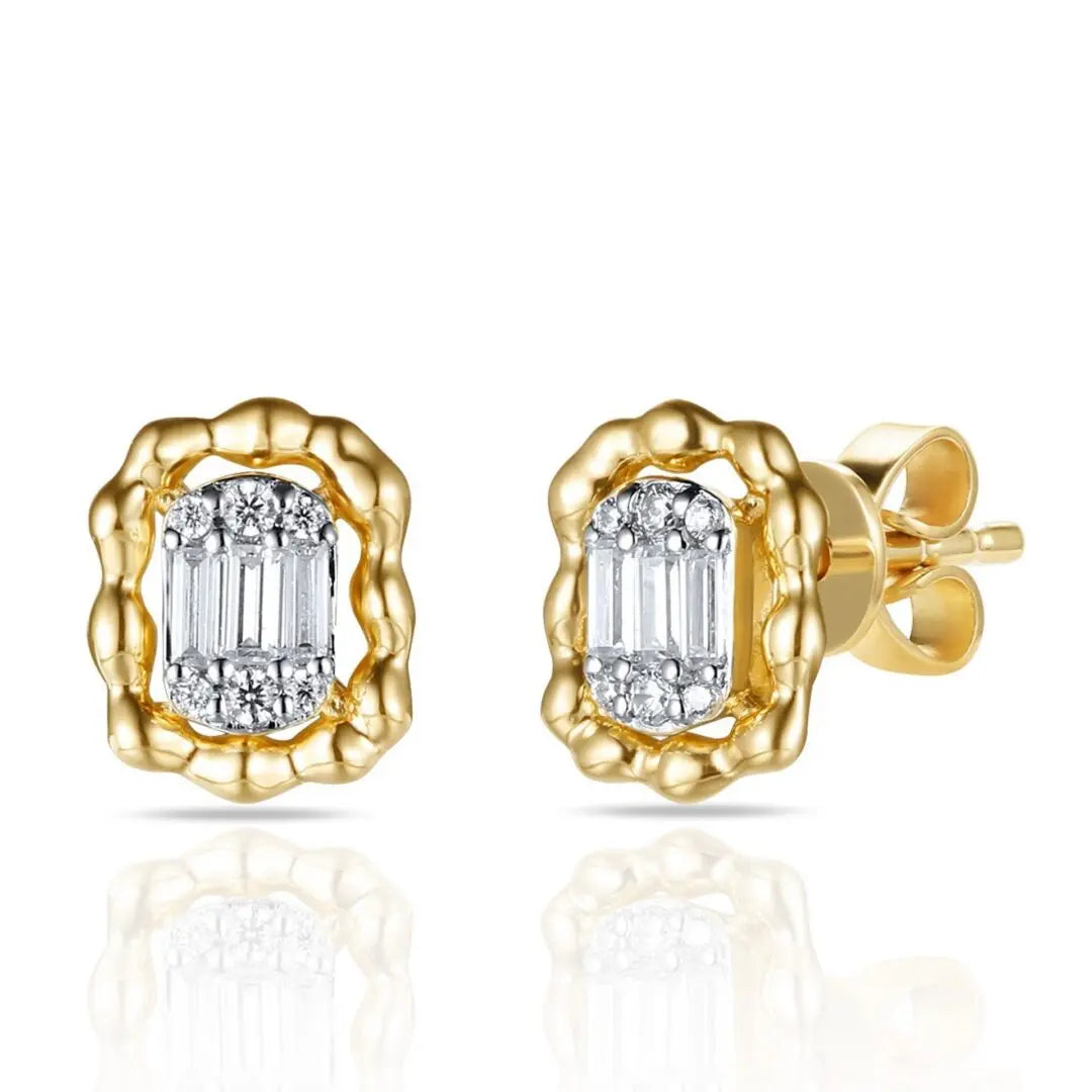 Yellow Gold Rectangular Diamond Earrings - Danson Jewelers Yellow Gold Earrings