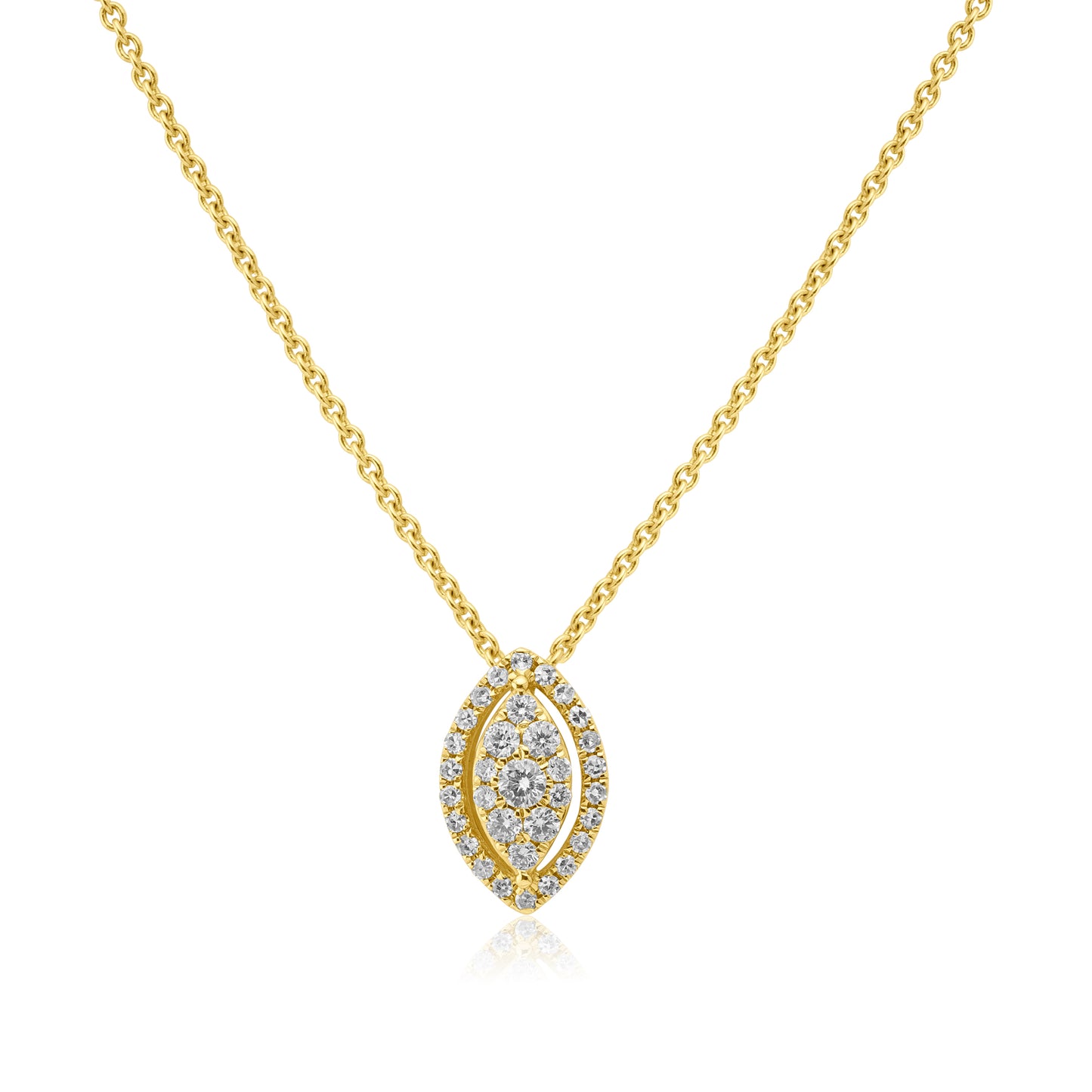 Yellow Gold Necklace Yellow Gold Diamond Marquise Shape Pendant dansonjewelers Danson Jewelers 