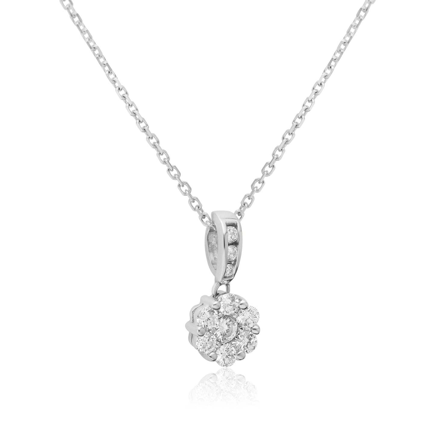 White Gold Necklaces 14k White Gold Diamond Cluster Pendant dansonjewelers Danson Jewelers 