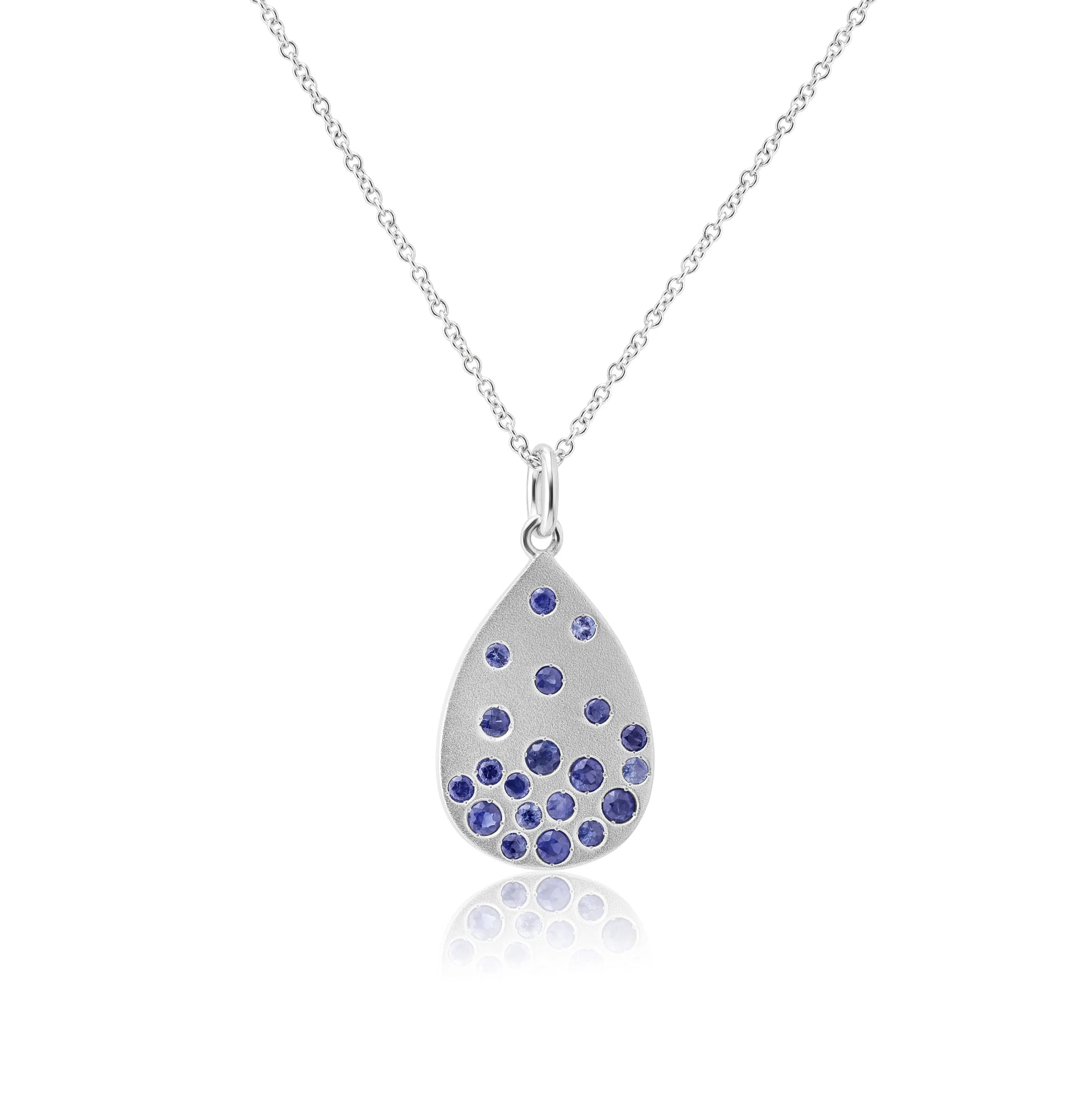 White Gold Necklaces 14k White Gold Teardrop Sapphire Pendant Danson Jewelers Danson Jewelers 