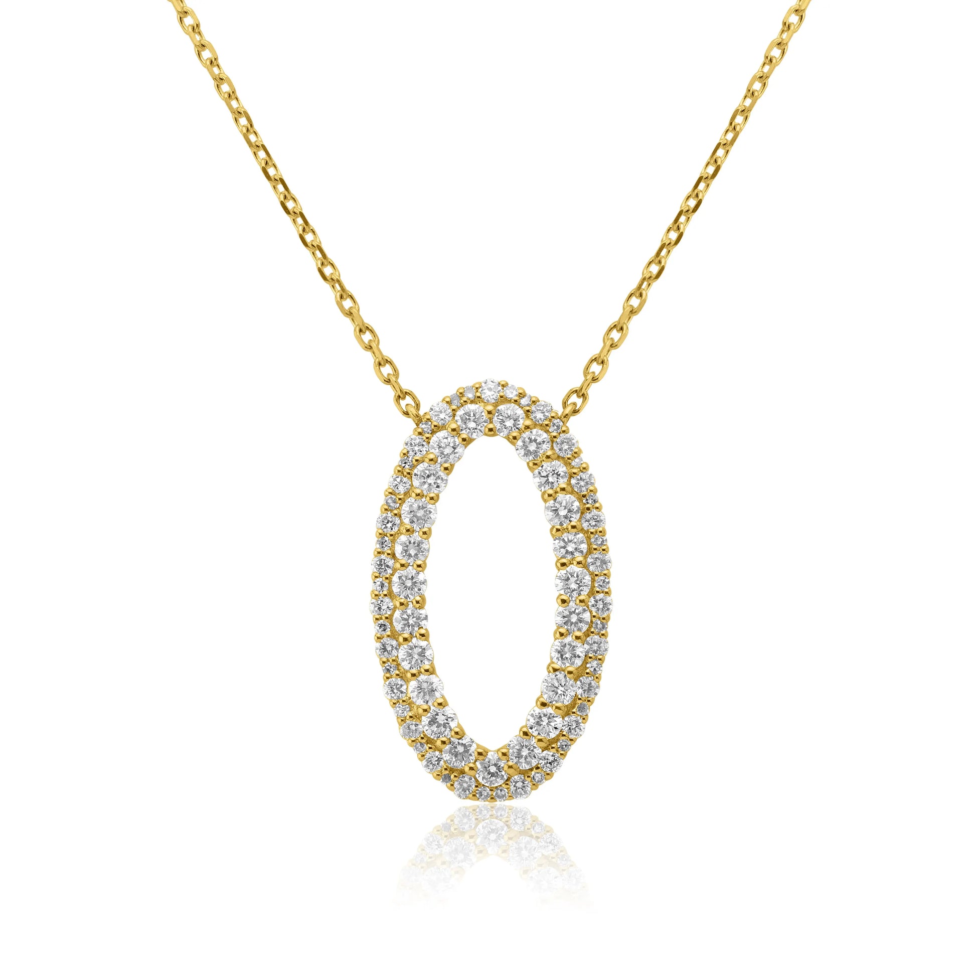 Yellow Gold Necklace 14k Yellow Gold Diamond Oval Necklace dansonjewelers Danson Jewelers 