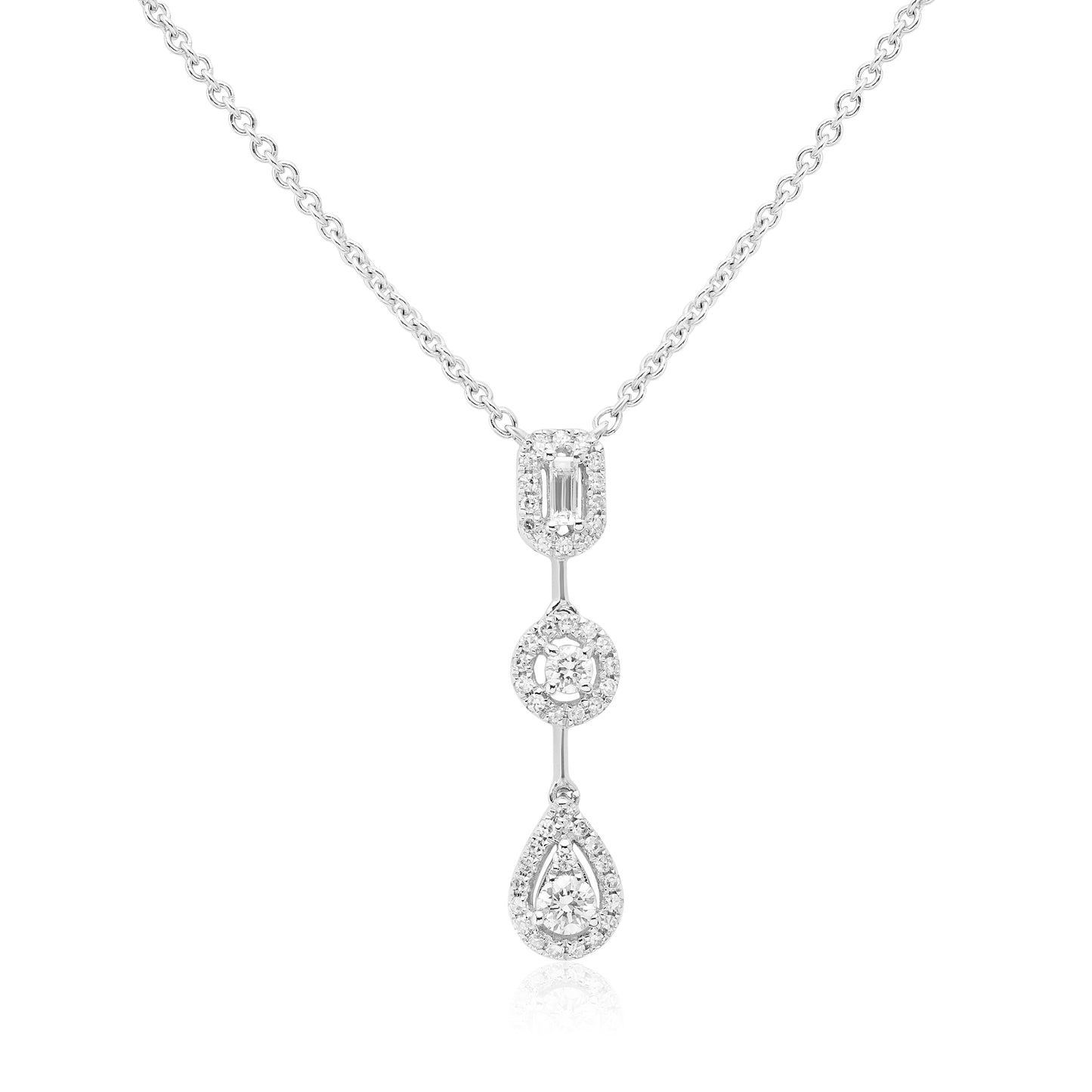 White Gold Necklaces 14k White Gold 3 Drop Pendant dansonjewelers Danson Jewelers 