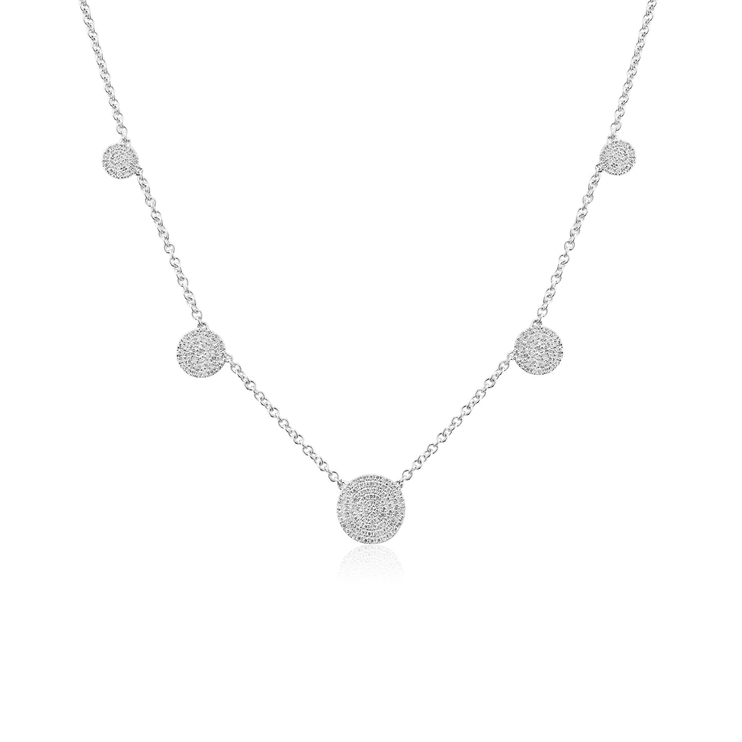 White Gold Necklaces White Gold Diamond Hanging Disc Necklace dansonjewelers Danson Jewelers 