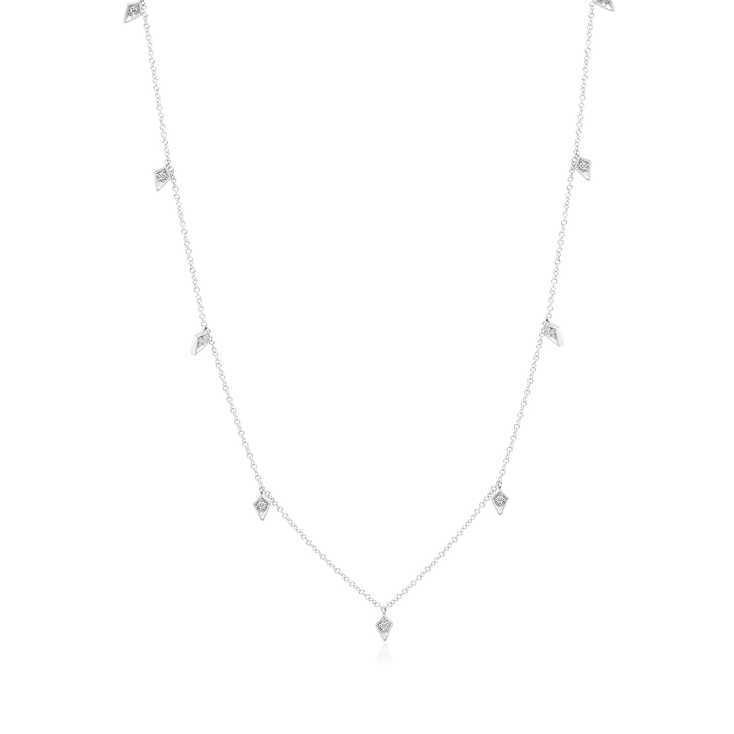 White Gold Necklaces 14k White Gold 9 Hanging Diamonds dansonjewelers Danson Jewelers 