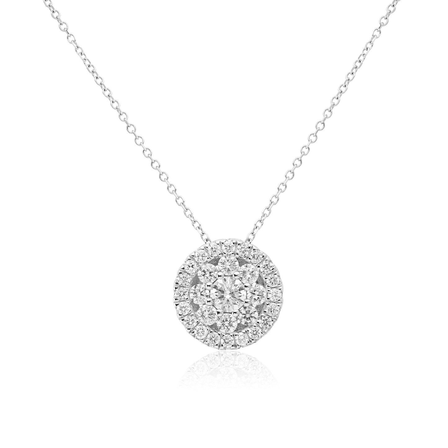 White Gold Necklaces White Gold Diamond Cluster Pendant Danson Jewelers Danson Jewelers 