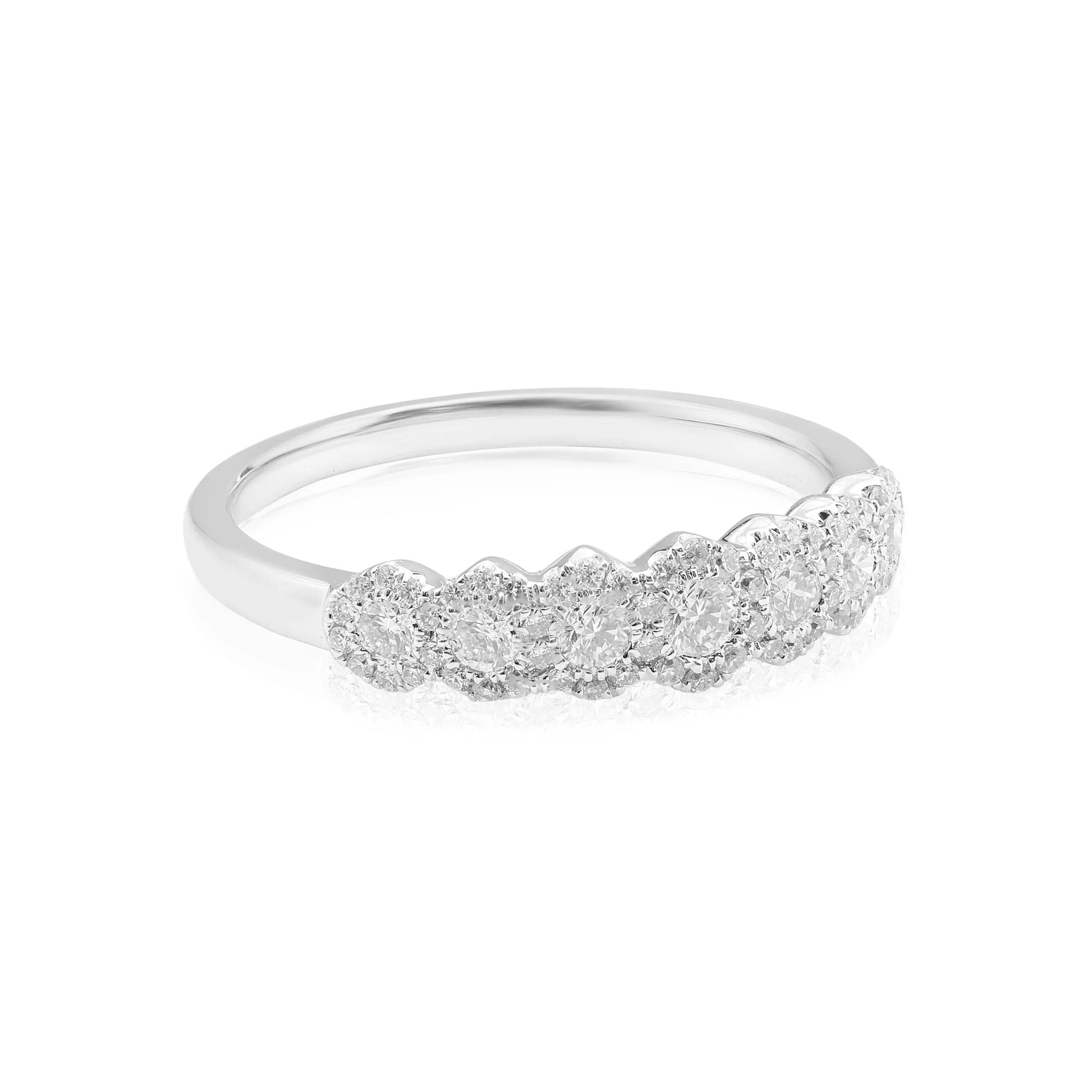 White Gold Ladies Rings 7 Stone Halo Diamond Ring Danson Jewelers Danson Jewelers 