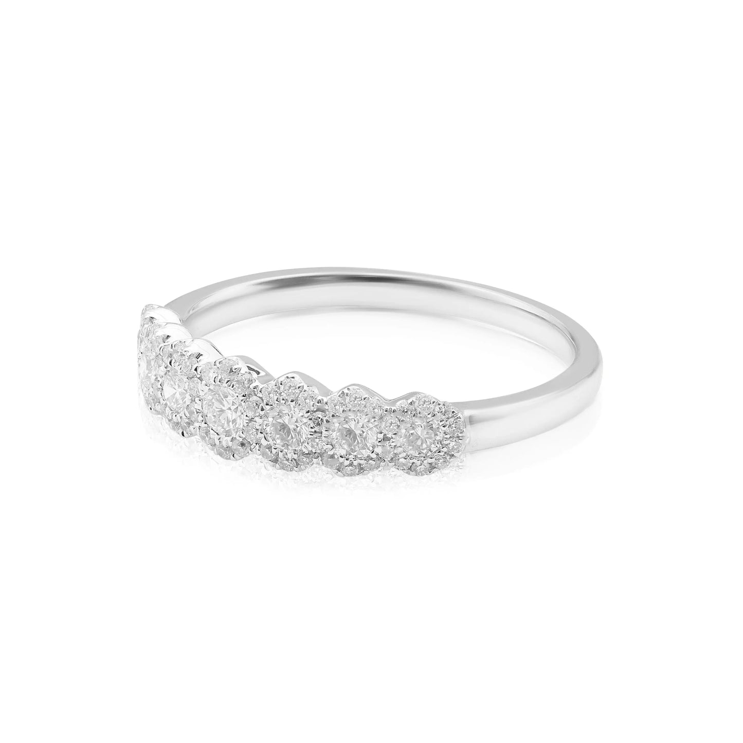 White Gold Ladies Rings 7 Stone Halo Diamond Ring Danson Jewelers Danson Jewelers 