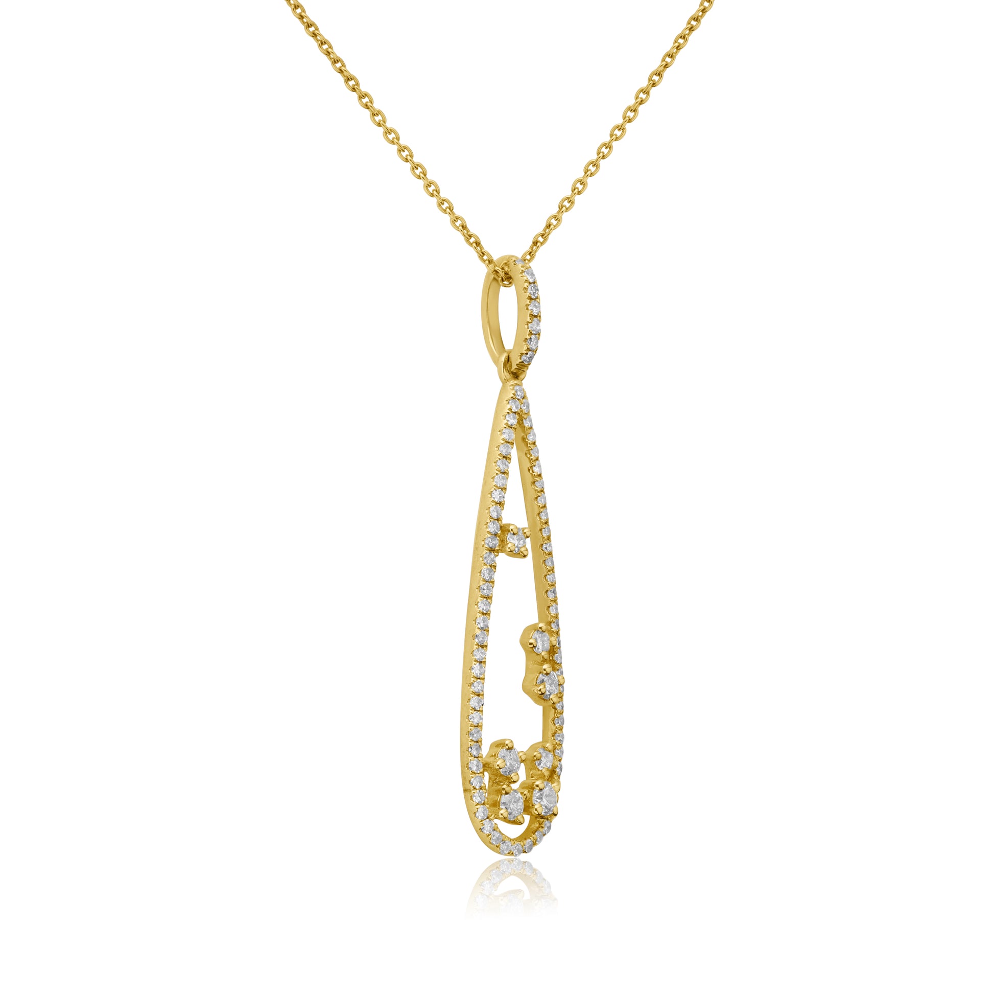 Yellow Gold Necklace Yellow Gold Open Drop Diamond Pendant dansonjewelers Danson Jewelers 