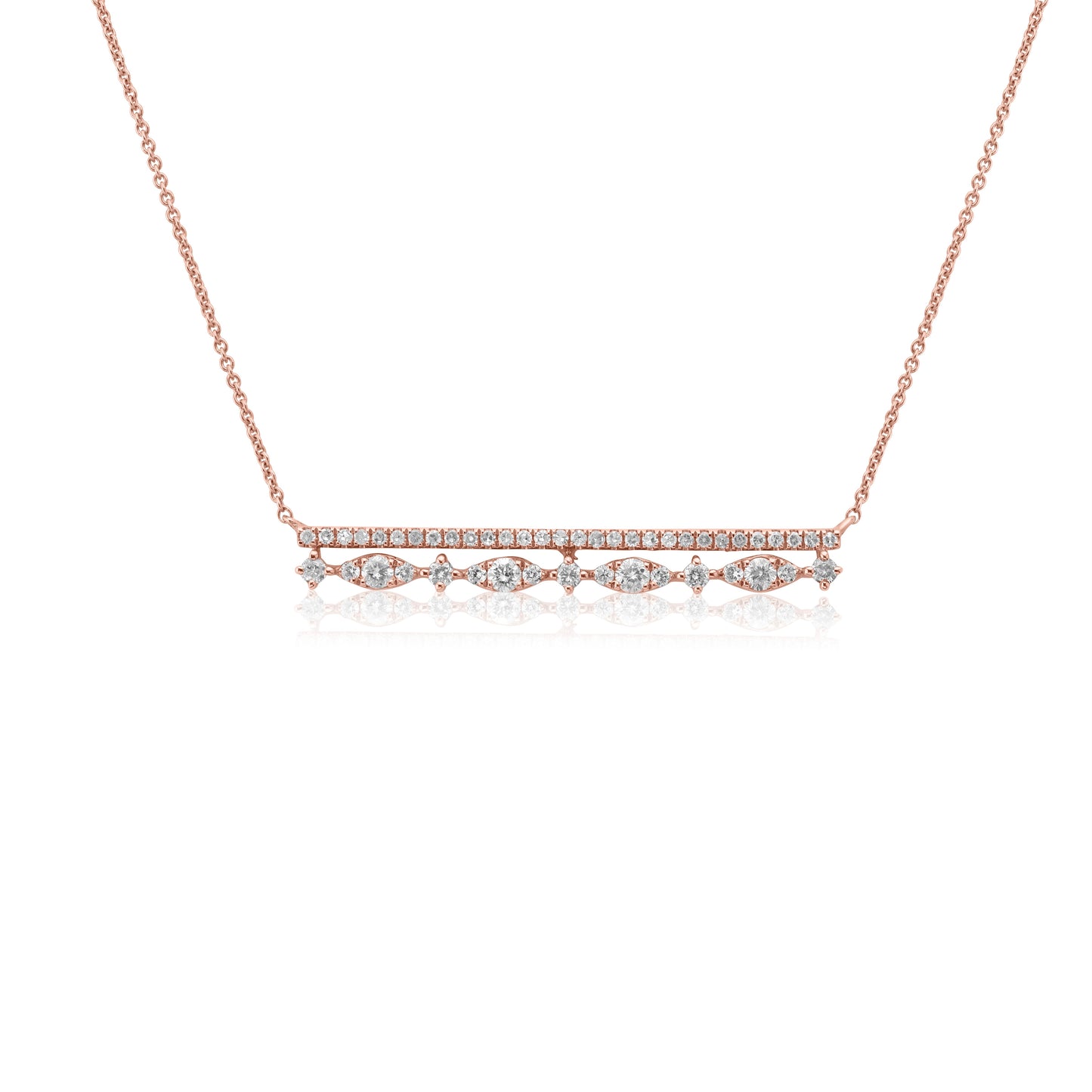 Rose Gold Necklaces 14k Rose Gold Diamond Bar Pendant dansonjewelers Danson Jewelers 