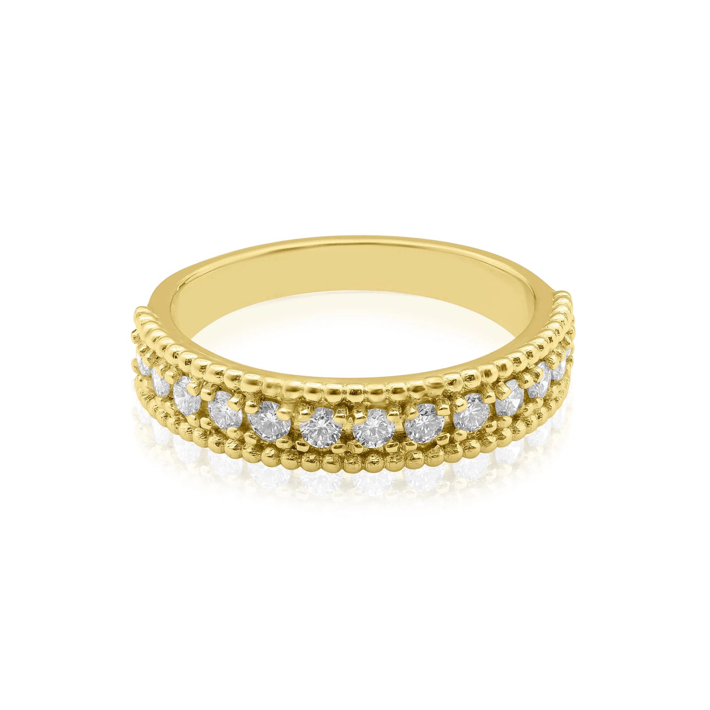 White Gold Ladies Rings Beaded Double Prong Set Diamond Ring dansonjewelers Danson Jewelers 