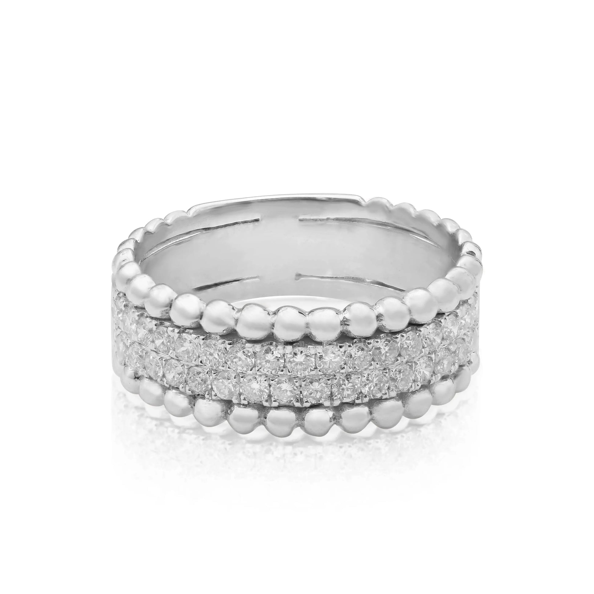 Beaded Double Row Diamond Ring dansonjewelers