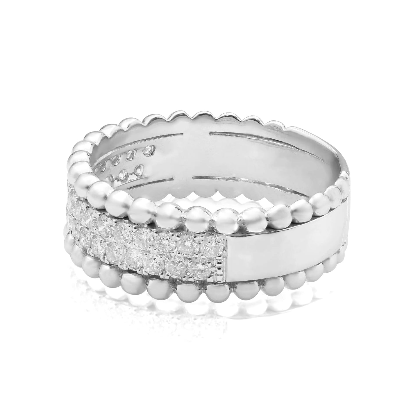 Beaded Double Row Diamond Ring dansonjewelers