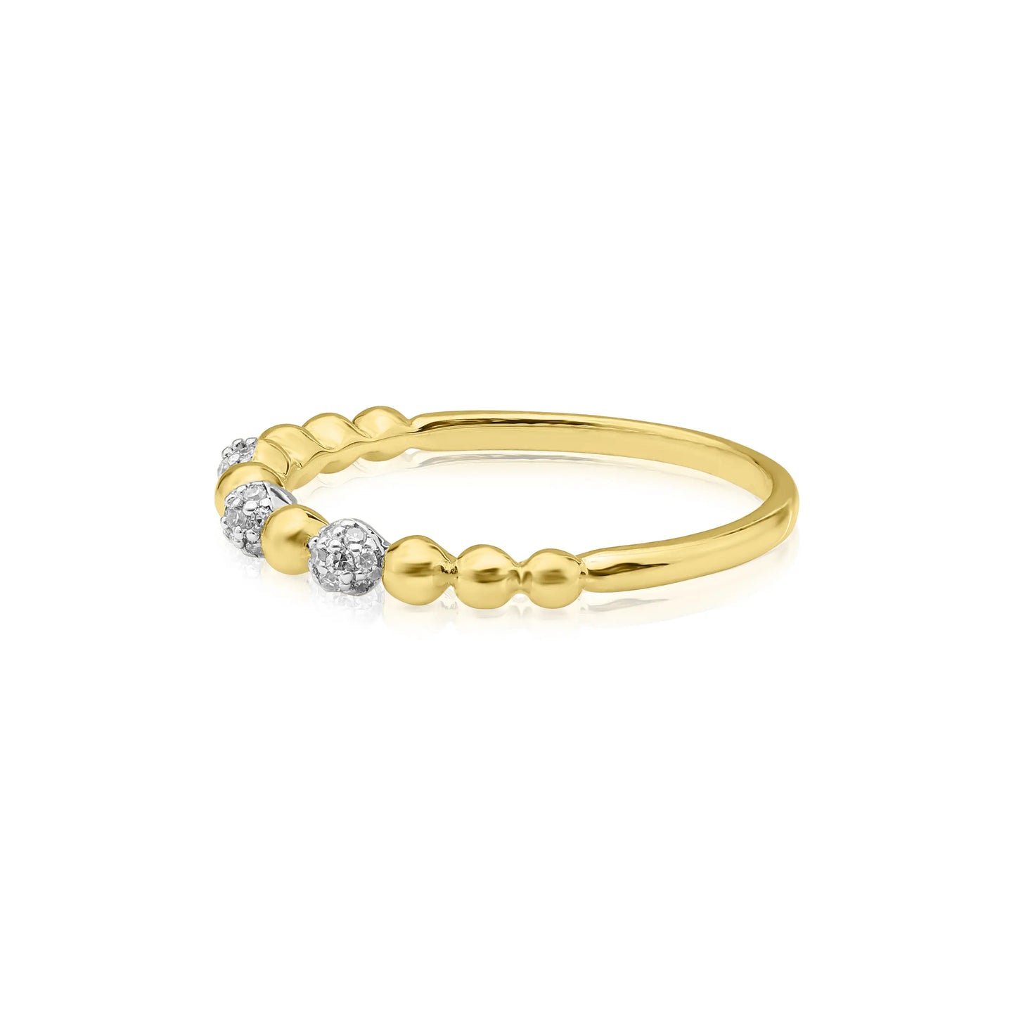 Beaded Pave Diamond Band - Danson Jewelers Yellow Gold Ladies Rings 
