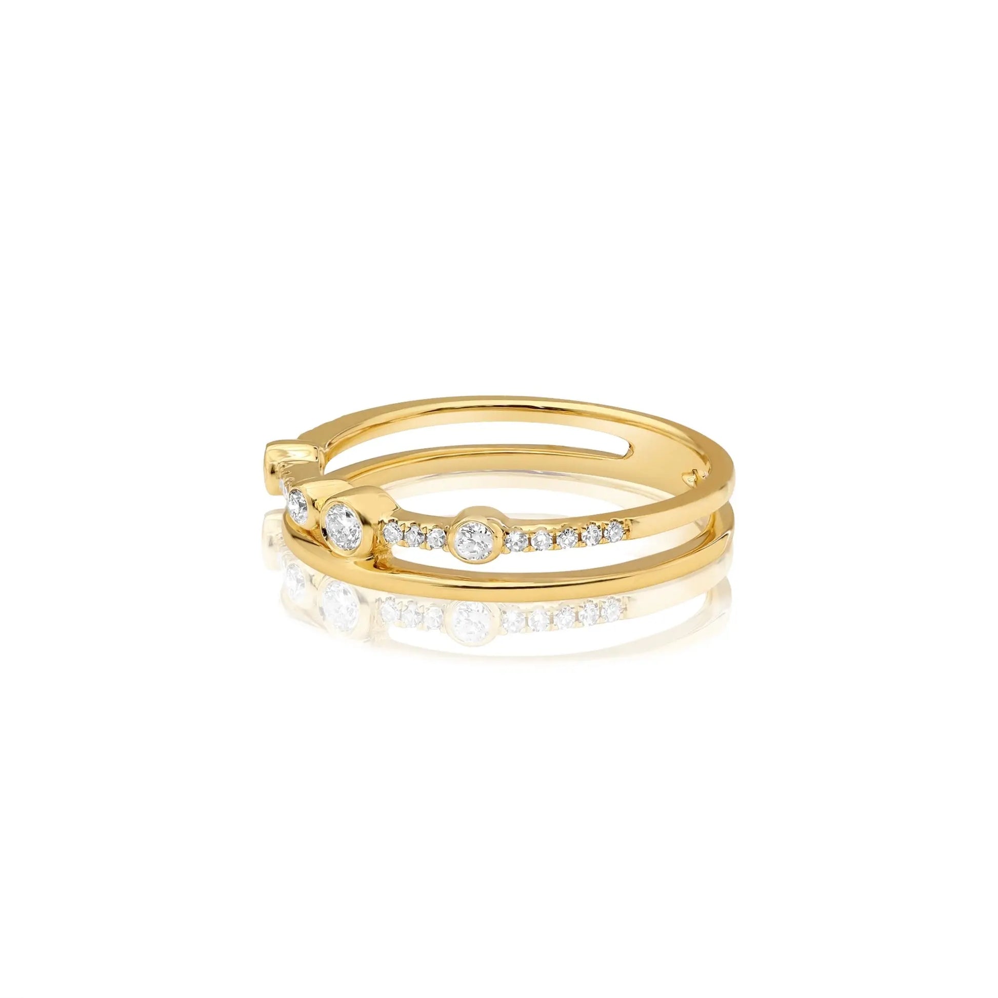 Yellow Gold Ladies Rings Bezel & Pavé Set Double Band Danson Jewelers Danson Jewelers 