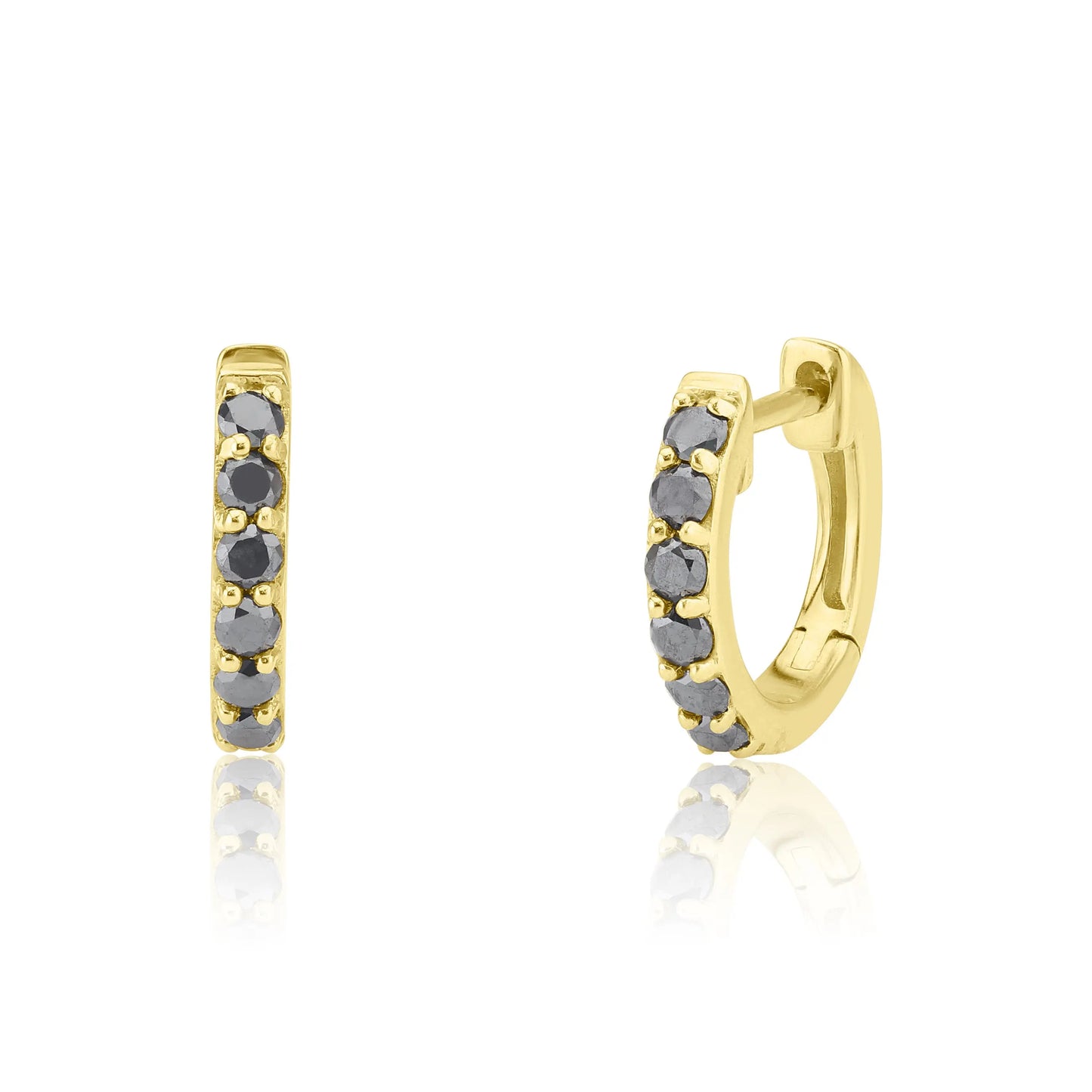 White Gold Earrings Black Diamond Petite Huggies dansonjewelers Danson Jewelers 