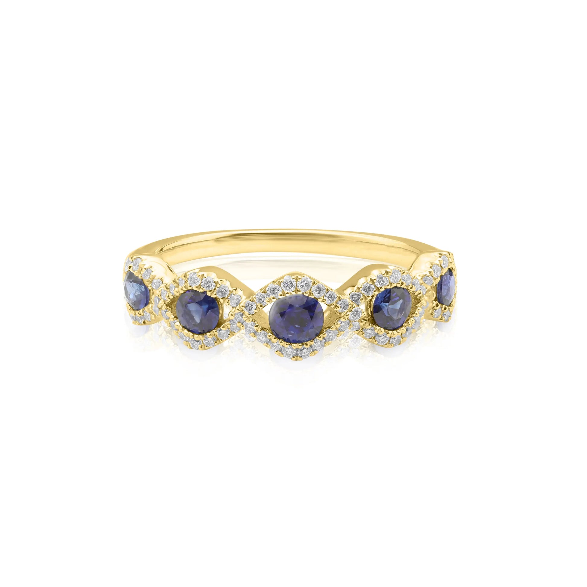 White Gold Ladies Rings Blue Sapphire + Diamond Band Danson Jewelers Danson Jewelers 