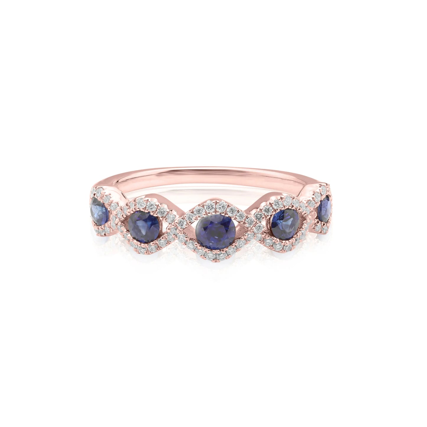 White Gold Ladies Rings Blue Sapphire + Diamond Band Danson Jewelers Danson Jewelers 