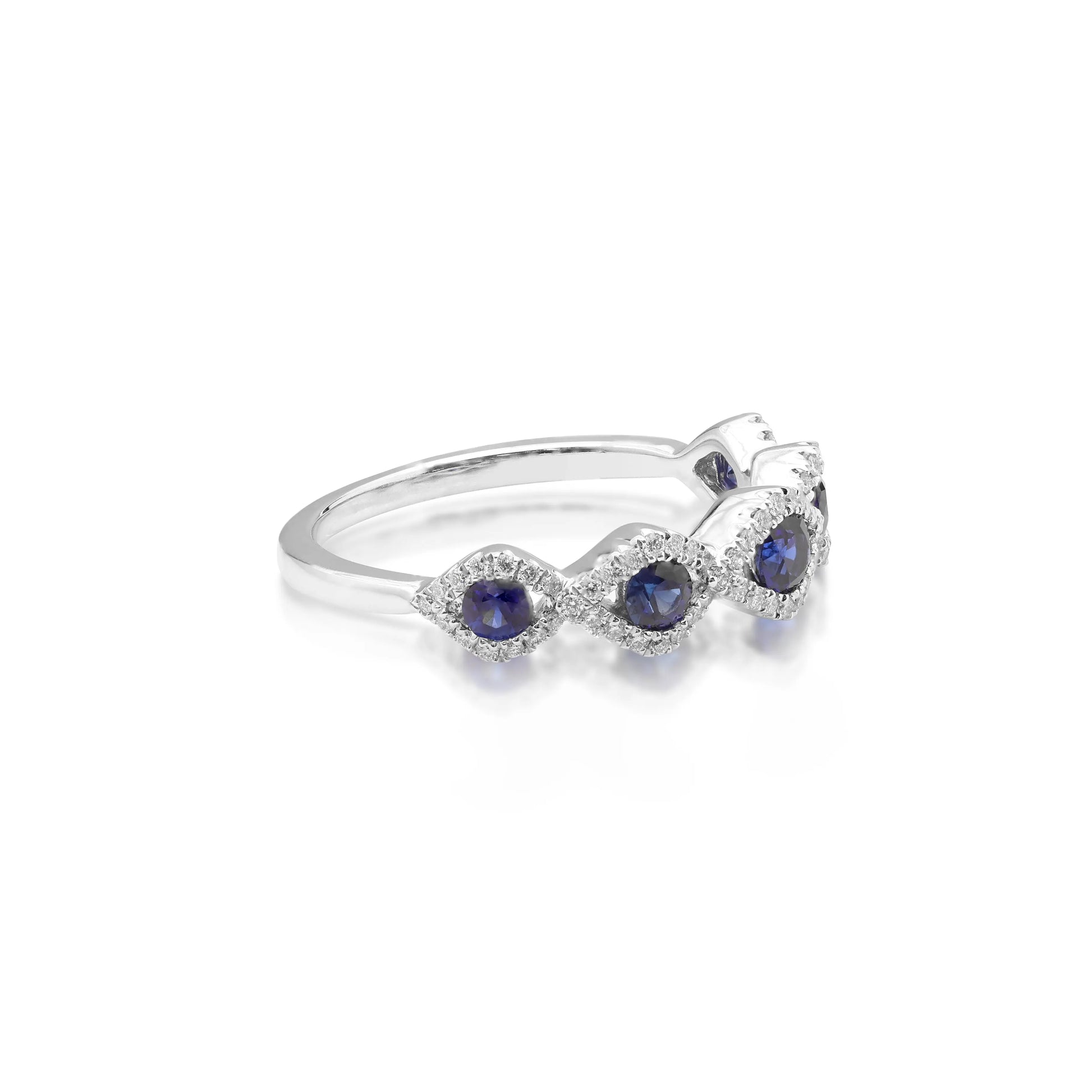 White Gold Ladies Rings Blue Sapphire + Diamond Band Danson Jewelers Danson Jewelers 