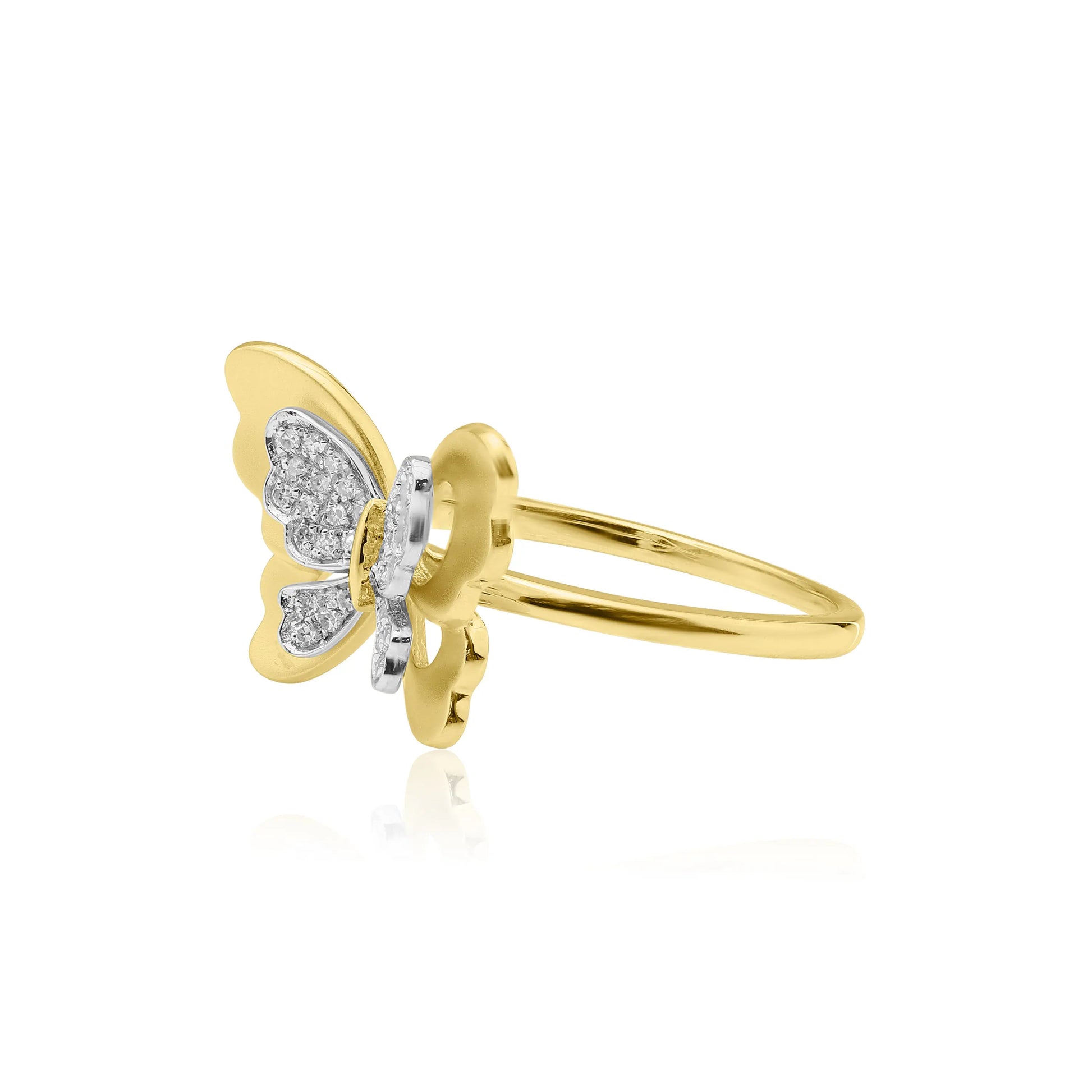 Yellow Gold Ladies Rings Butterfly Diamond Ring dansonjewelers Danson Jewelers 