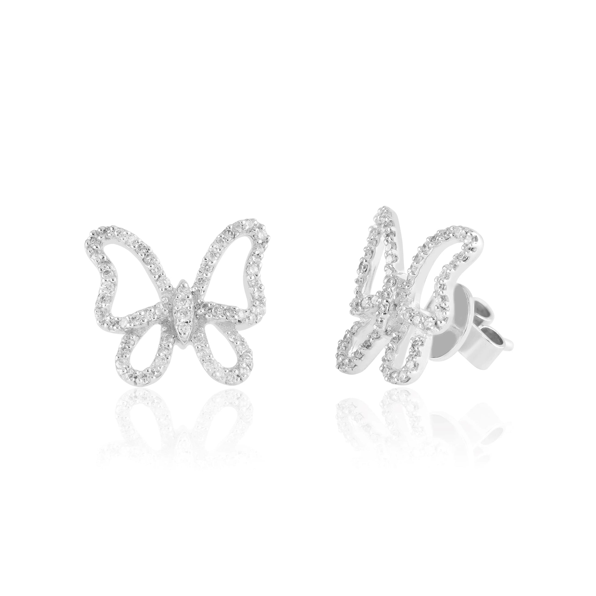 White Gold Earrings Butterfly Diamond Stud Earrings dansonjewelers Danson Jewelers 