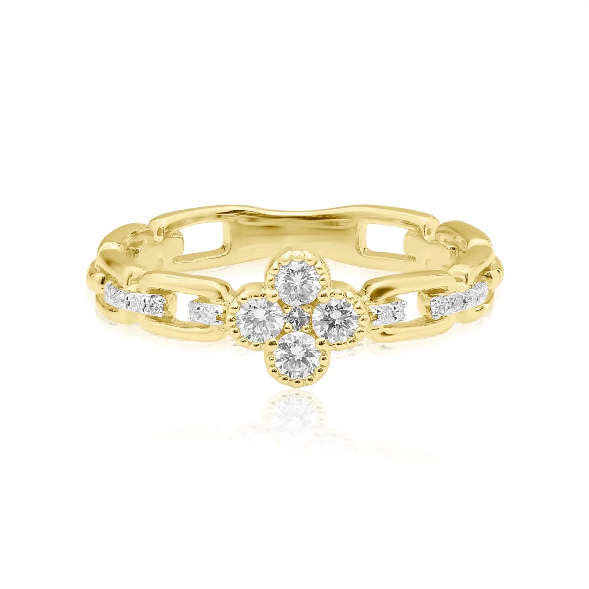 Yellow Gold Ladies Rings Clover Diamond Ring Danson Jewelers Danson Jewelers 