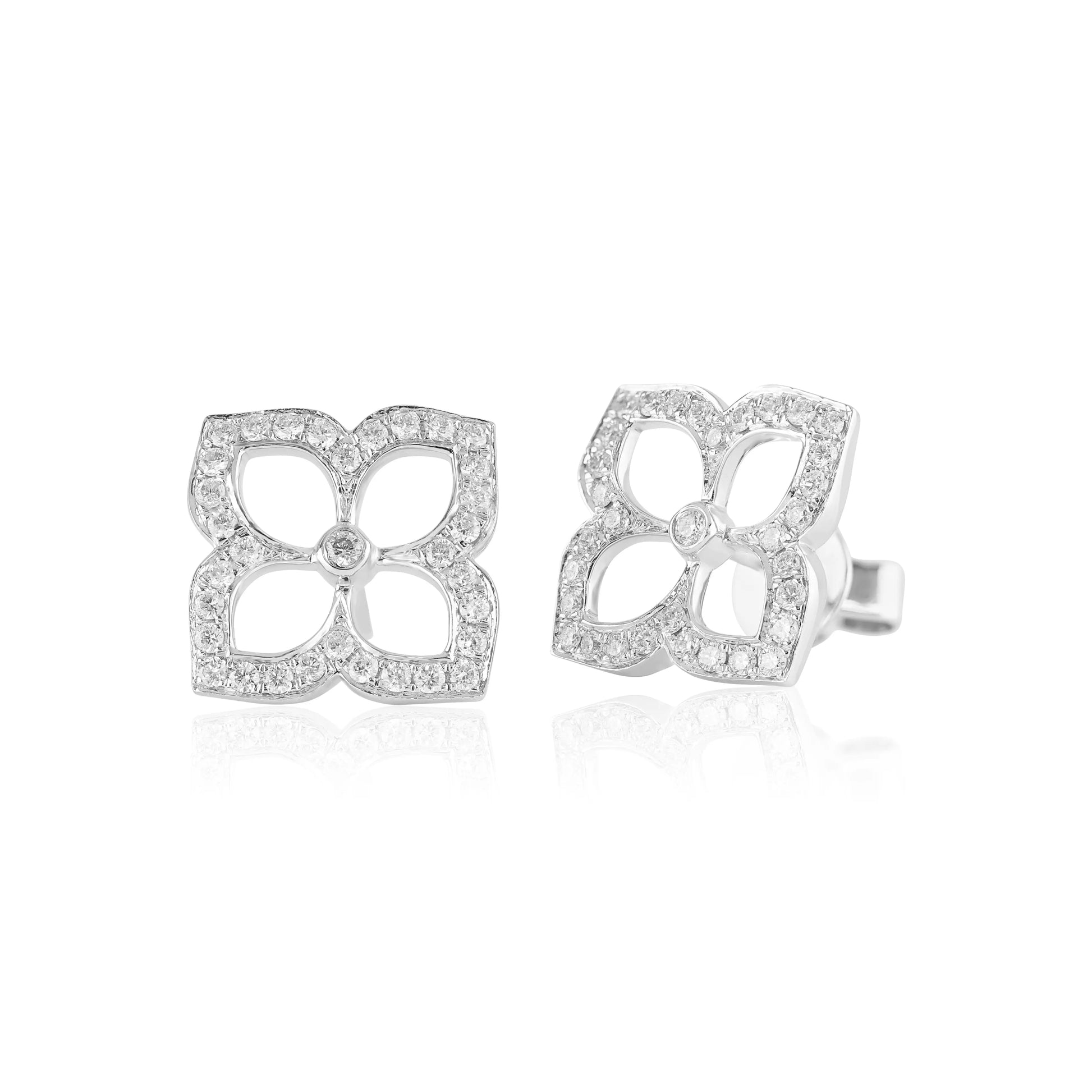 White Gold Earrings Clover Diamond Stud Earrings dansonjewelers Danson Jewelers 