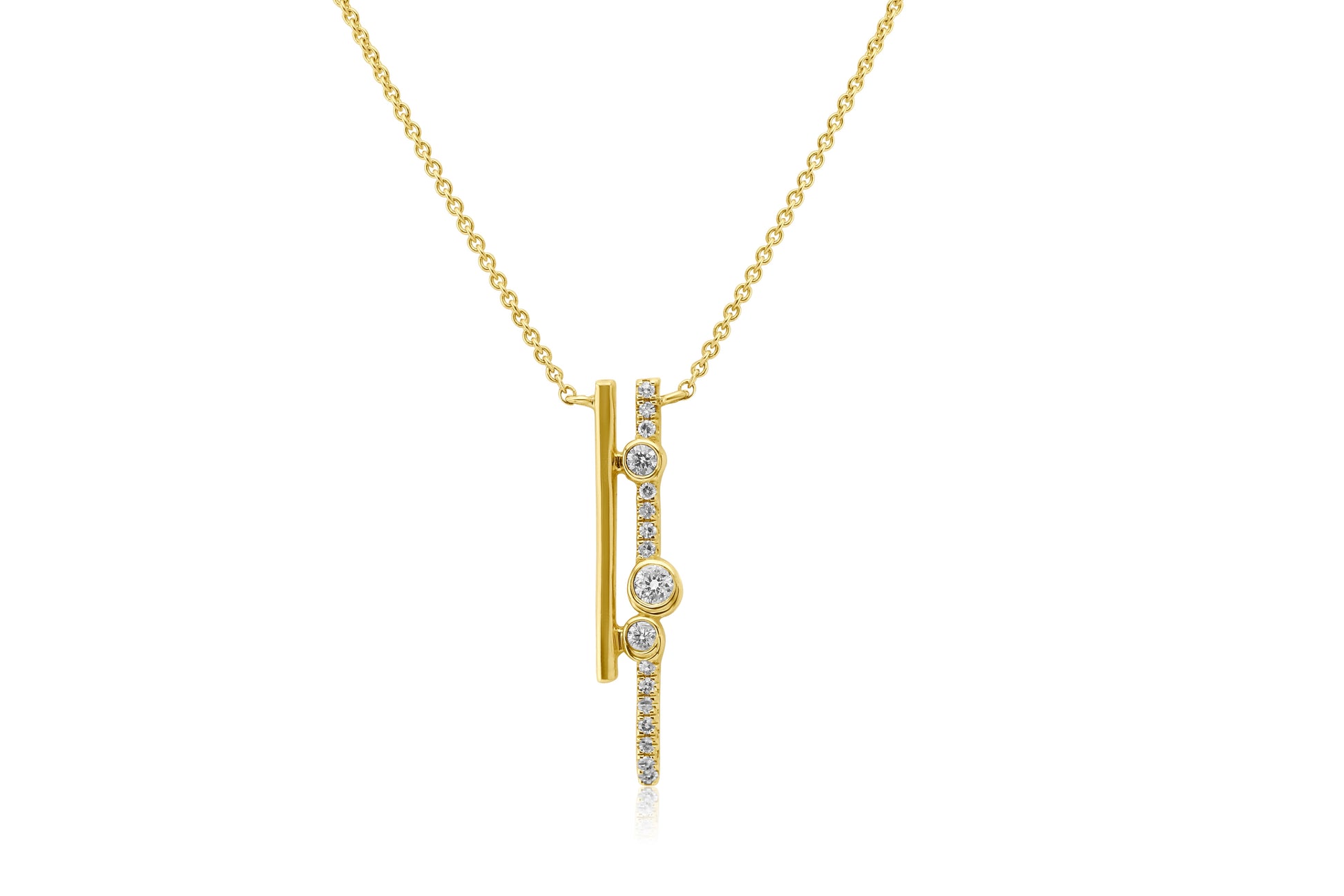 Yellow Gold Necklace 14k Gold Diamond Double Bar Pendant dansonjewelers Danson Jewelers 