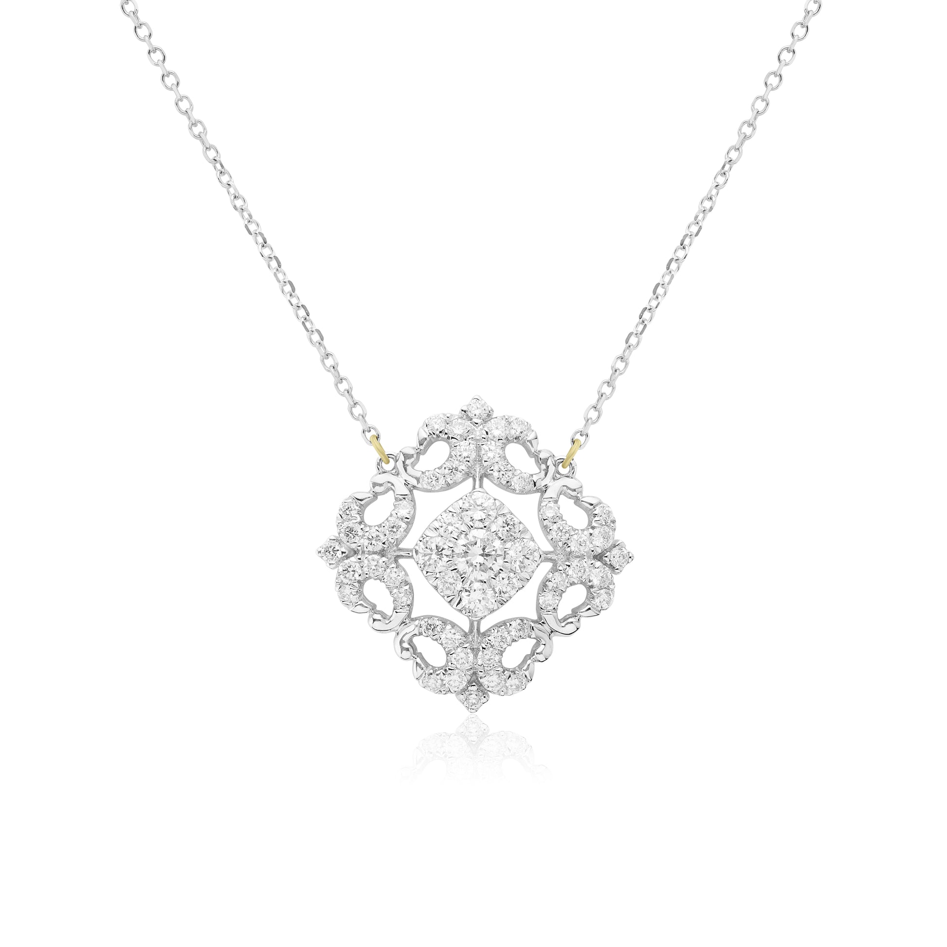 White Gold Necklaces 14k White Gold Diamond Vintage Design Pendant dansonjewelers Danson Jewelers 
